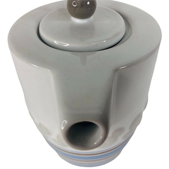 Walt Disney World Mickey Mouse Teapot Blue Brown Stripe White Thailand Unused - Picture 6 of 12